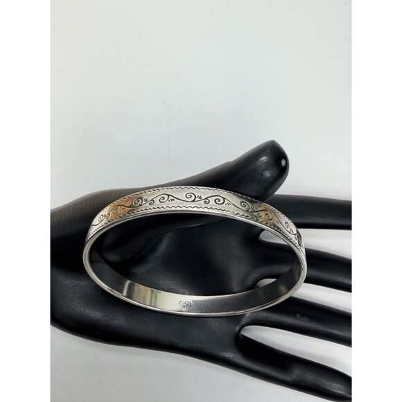 Brighton CANAL Scroll Etched Silver Tone Bangle Bracelet Sz8” - Picture 9 of 9